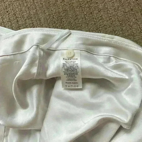 Babaton Refined Satin Cargo Pant, bone/white high waisted pant, size 16. - Picture 11 of 14